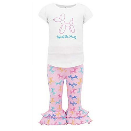 Girls Life of The Party Flare Pant Birthday Outfit (8) Pink