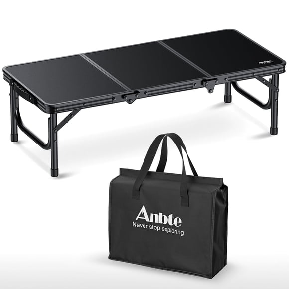 Anbte Table de Pique-Nique Pliante Basse 3 Pi, Petite Table de Camping en Aluminium Plus Épaisse avec Sac de Rangement, Poignée Portable, Légère, pour le Camping
