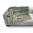 thumbnail image 3 of Wine Soft Flannel Fleece Throw Blanket, Grungy Aged Display with Wine Pouring into Glasses Retro, Cozy Plush for Indoor and Outdoor Use, 60" x 80", Almond Green Olive Green, by Ambesonne, 3 of 6