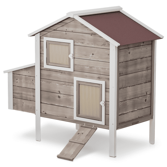 Magshion Outdoor Chicken Coop with Nesting Box, Outdoor Hen House with Slide-Out Tray, Weatherproof Poultry Cage, Rabbit Hutch, Wood Duck House (Natural)