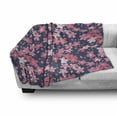 thumbnail image 3 of Navy and Blush Soft Flannel Fleece Throw Blanket, Delicate Spring Theme Flourishing Sakura Petals Japanese Garden, Cozy Plush for Indoor and Outdoor Use, 50" x 60", Dark Blue Coral Pink, by Ambesonne, 3 of 6