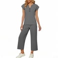 thumbnail image 2 of VBVC Women's 2 Piece V-Neck Drawstring Set,Ladies Sleeveless Top and Wide Leg Pants,Summer Dressy Outfit for Women,Gray,S-2XL, 2 of 7