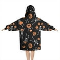 thumbnail image 2 of Halloween Dancing Skeletons and Pumpkins Pattern Blanket Hoodies for Kids 6-13YR Oversize Wearable Blanket Hoodies for Boys Girls Teens, 2 of 7