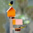 thumbnail image 2 of Mosaic Birds Recycled Glass & Metal Bird Feeder Outdoor - Hanging Bird House Feeder for Oriole, Finch - Orange, 2 of 6