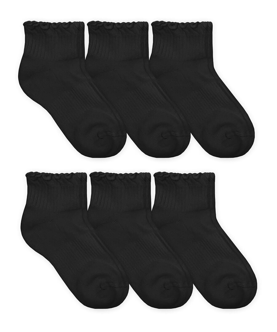 Jefferies Socks Womens Seamless Ruffle Cotton Sport Quarter Ankle Socks
