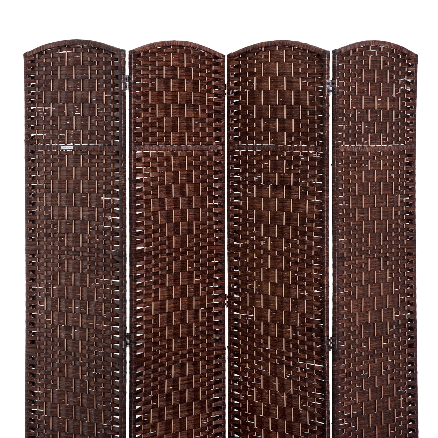 HomCom 6' Tall Wicker Weave 4 Panel Room Divider Privacy Screen - Chestnut Brown