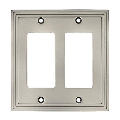 Gfi Out Cover Cosmas 25090-SN Satin Nickel Double GFI / Decora Rocker Wall Switch Plate Switchplate Cover ()