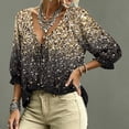 thumbnail image 4 of Womens Polka Dot Lace Up Blouses Dressy Casual V-Neck Summer Tops Flowy Summer Ruffe Shirt, 4 of 5
