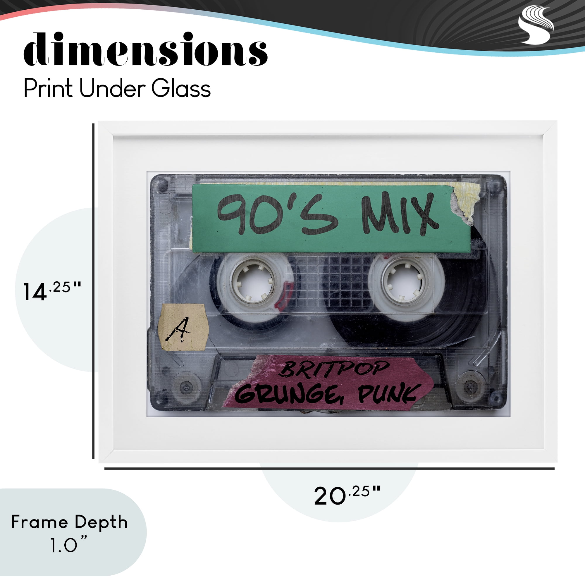 Stupell Industries Retro 90s Mix Cassette White Framed Print Under Glass, design by Annabelle Hall