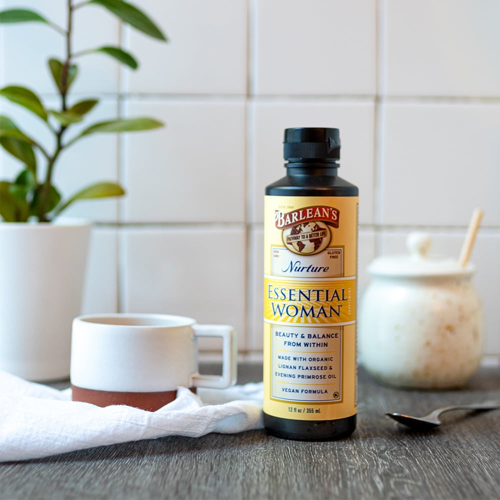Barlean's Essential Woman Oil Blend Flaxseed and Evening Primrose Oil, Omegas-3, 6 and 9 and GLA - Vegan, All-Natural Flavor, Non-GMO, Gluten-Free - 12 oz