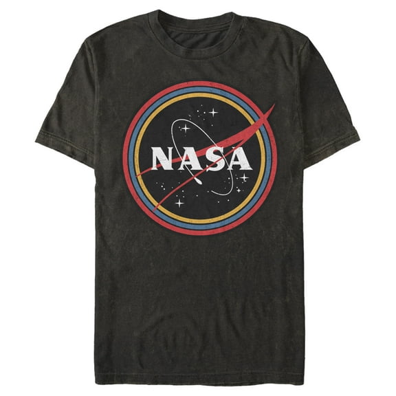 Men's NASA Galaxy In Rainbow Circles  Graphic Tee Black 2X Large