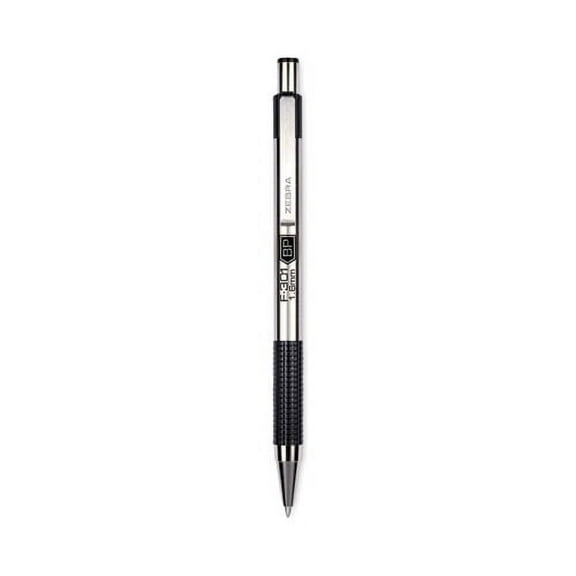 F-301 Ballpoint Pen, Retractable, Bold 1.6 mm, Black Ink, Stainless Steel/Black Barrel, 12/Pack | Bundle of 10 Dozen