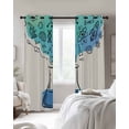 thumbnail image 4 of Teal Blue Science Kitchen Curtains Funny Cartoon Artwork Wood Grain Cafe Short Curtains for Bathroom Blackout Window Curtain Grommet Small Window Treatment Drapes for Bedroom Living Room 52"x45"x2, 4 of 9