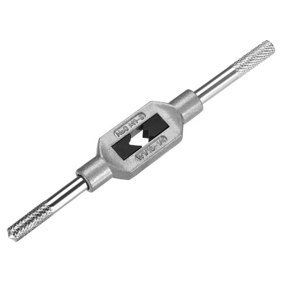 Uxcell M1-M8 Tap Wrench Handle Adjustable Bar Holder Straight Tapping Wrench Zinc Alloy Silver Tone 1pcs