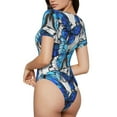 thumbnail image 3 of Naloa Blue and White Butterflies Women's Short-Sleeved Onesie, One-Piece Swimsuit for Parties, dates, clubs - XX-Large, 3 of 9