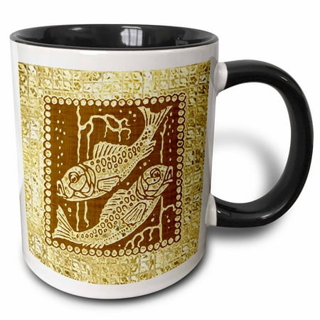 

3dRose Zodiacal Constellation Pisces Gold and Brown Design - Two Tone Black Mug 11-ounce
