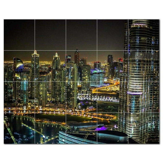 City Ceramic Tile Mural Kitchen Backsplash Bathroom Shower, 400494-XL54