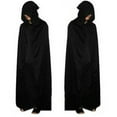 thumbnail image 4 of 2020 Hooded Black Halloween Cloak Cape Wizard Vampire Witch Robe Gothic Medieval, 4 of 4