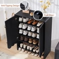 thumbnail image 4 of YOCWO Shoe Storage Cabinet with Doors, Shoe Closet with Wave Door and Adjustable Shelf, Black, 4 of 7
