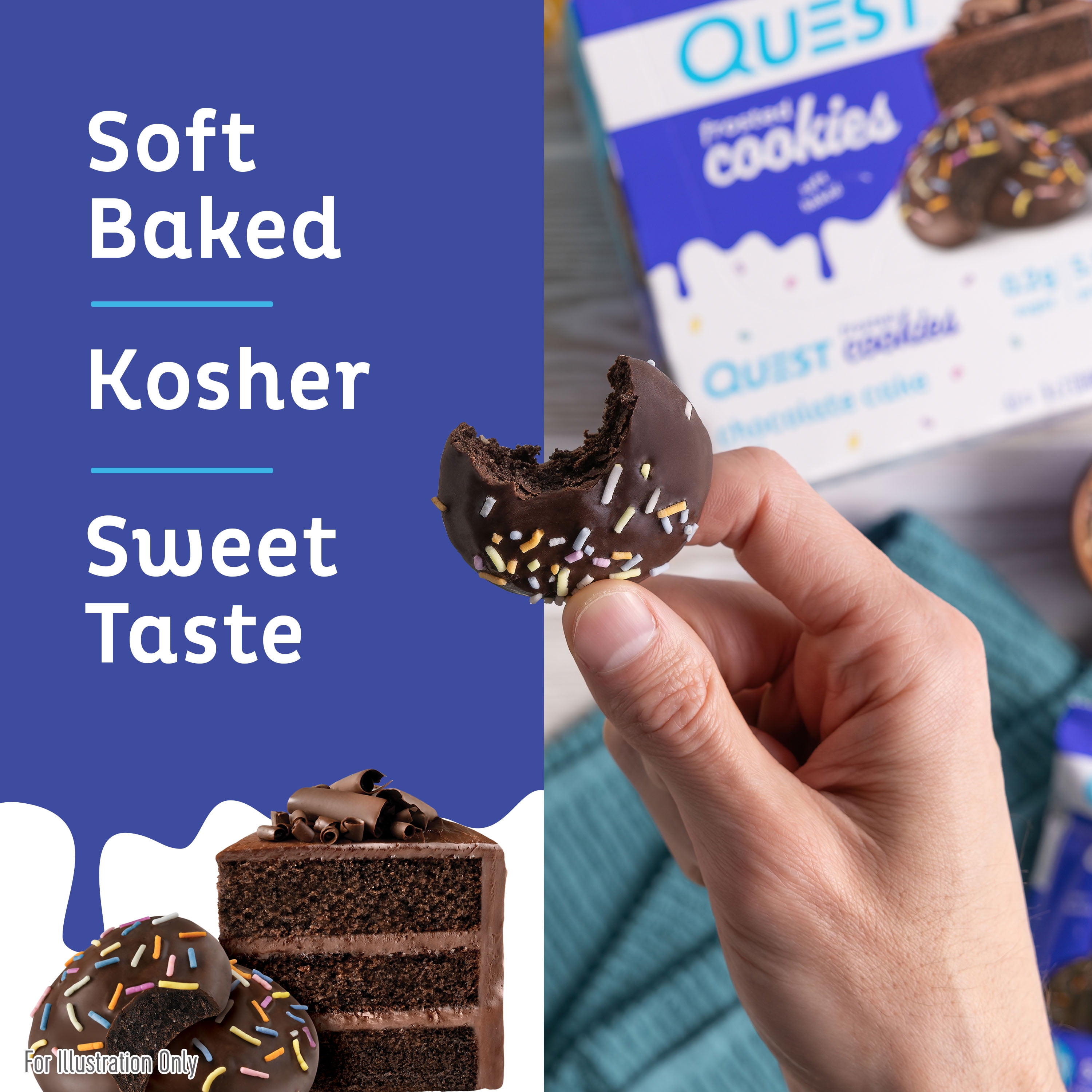 Quest Frosted Protein Cookies, Soft Baked, Low Sugar, Chocolate Cake, 8 Ct