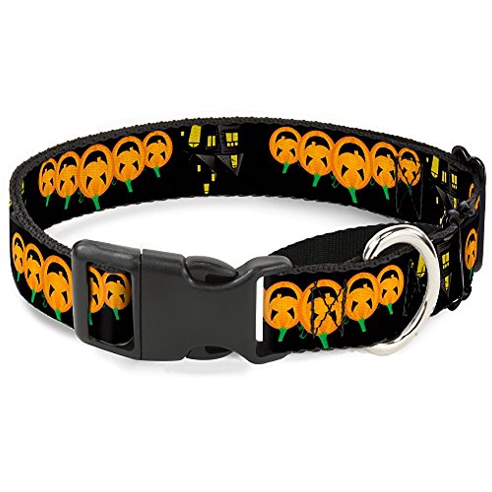 Buckle-Down MGC-W31011-L Jack-O'-Lanterns Haunted House Black Yellow Martingale Dog Collar