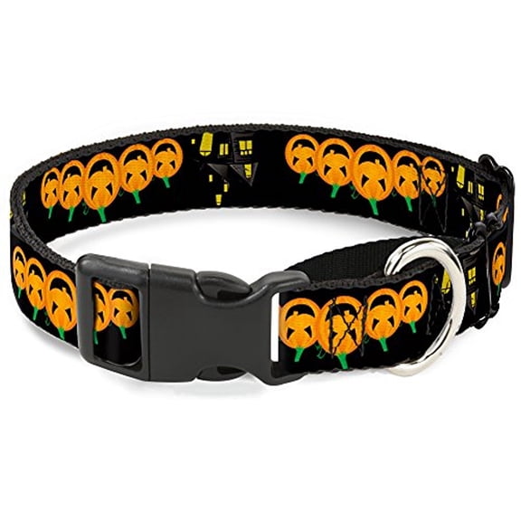 Buckle-Down MGC-W31011-L Jack-O'-Lanterns Haunted House Black Yellow Martingale Dog Collar