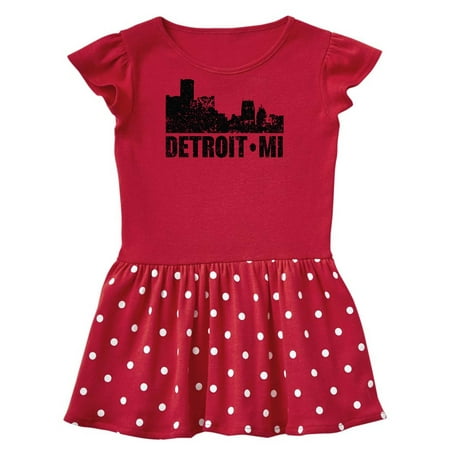 

Inktastic Detroit Skyline Grunge Gift Toddler Girl Dress