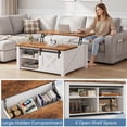 thumbnail image 5 of Gianna Lift Top Coffee Table with Large Hidden Storage, Adjustable Shelves, White, 5 of 7