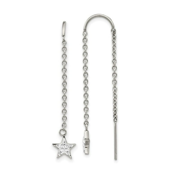 Auriga Fine Jewelry Stainless Steel Polished with Preciosa Crystal Star Threader Earrings for Women