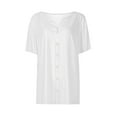 thumbnail image 5 of WTXUE Womens Short Sleeve Blouses Tunic Tops V Neck Button Down Shirts Plus Size Tops for Women Trendy Summer Basic Tees Woman Shirts Casual Womens Tops Breathable Shirts White 3Xl, 5 of 6