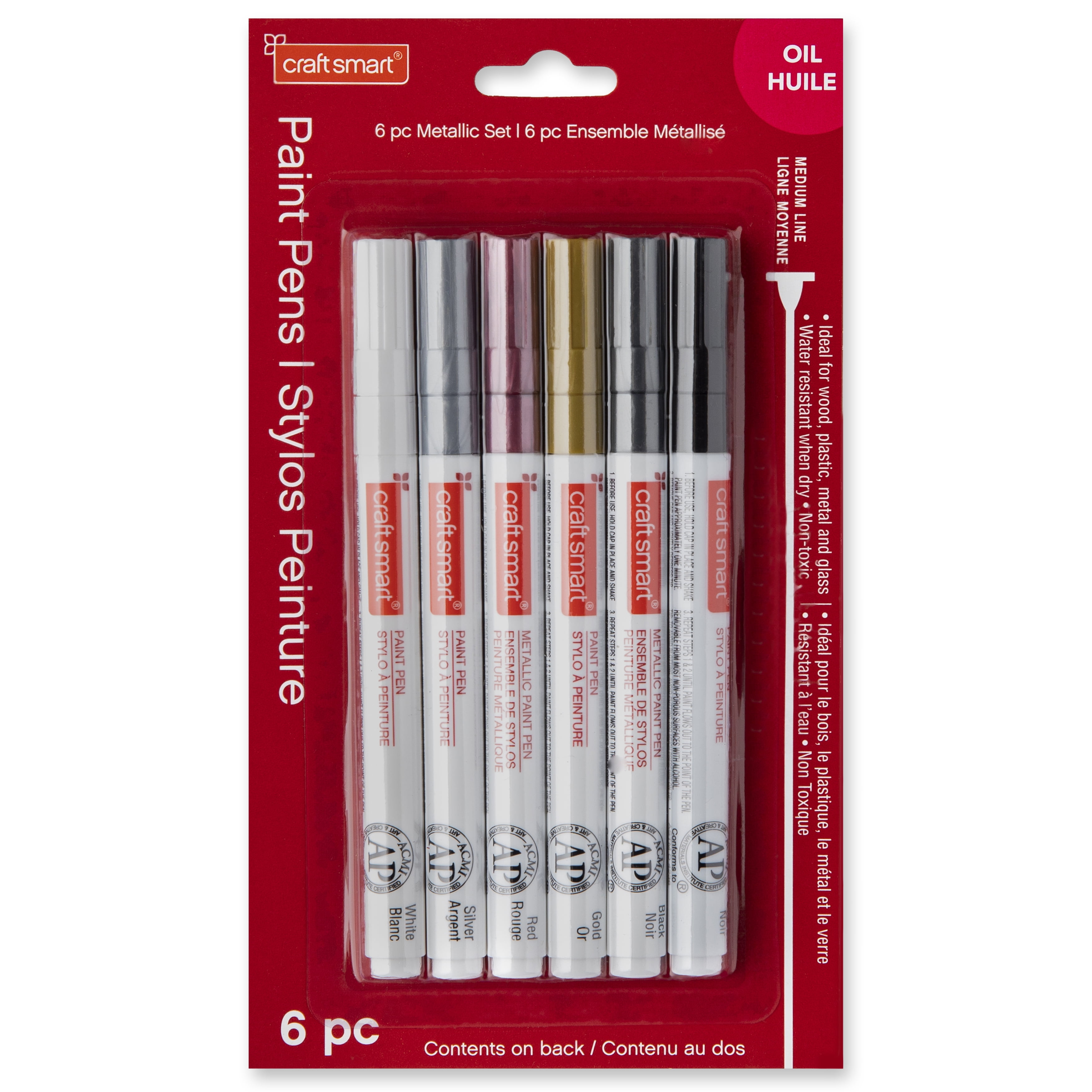 12 Packs: 6 ct. (72 total) Metallic Medium Line Paint Pen Set by Craft Smart