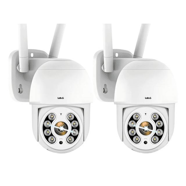 2pcs Cámaras De Seguridad Exterior Wifi Hd Ip Visión Alarma Lab.G, Color Blanco