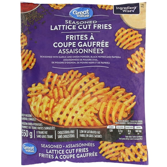 Great Value Seasoned Lattice Cut Fries, 550 g