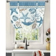 thumbnail image 3 of Blue Coastal Nautical Tie Up Curtains for Kitchen Bathroom Bedroom Windows 45 Inch Length, Summer Beach Starfish Shell Coral Balloon Drape Curtains Shade Rod Pocket Drapery Curtain Panel, 42"x45", 3 of 7