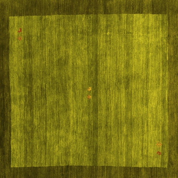 Ahgly Company Indoor Square Abstract Yellow Contemporary Area Rugs, 5' Square