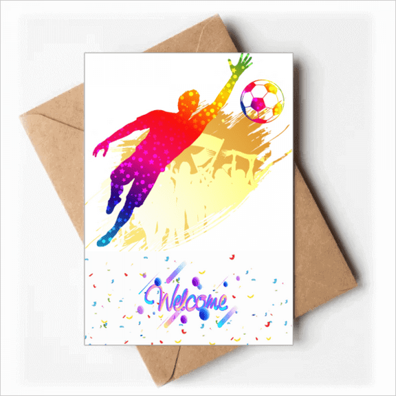 Football Goalkeeper Blocks Soccer Welcome Back Greeting Cards Envelopes Blank