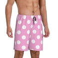 thumbnail image 2 of Balery Pink And White Polka Dot Pantalones cortos de pijama de punto de algodón para hombre con cinturilla y bolsillos-X-Large, 2 of 6