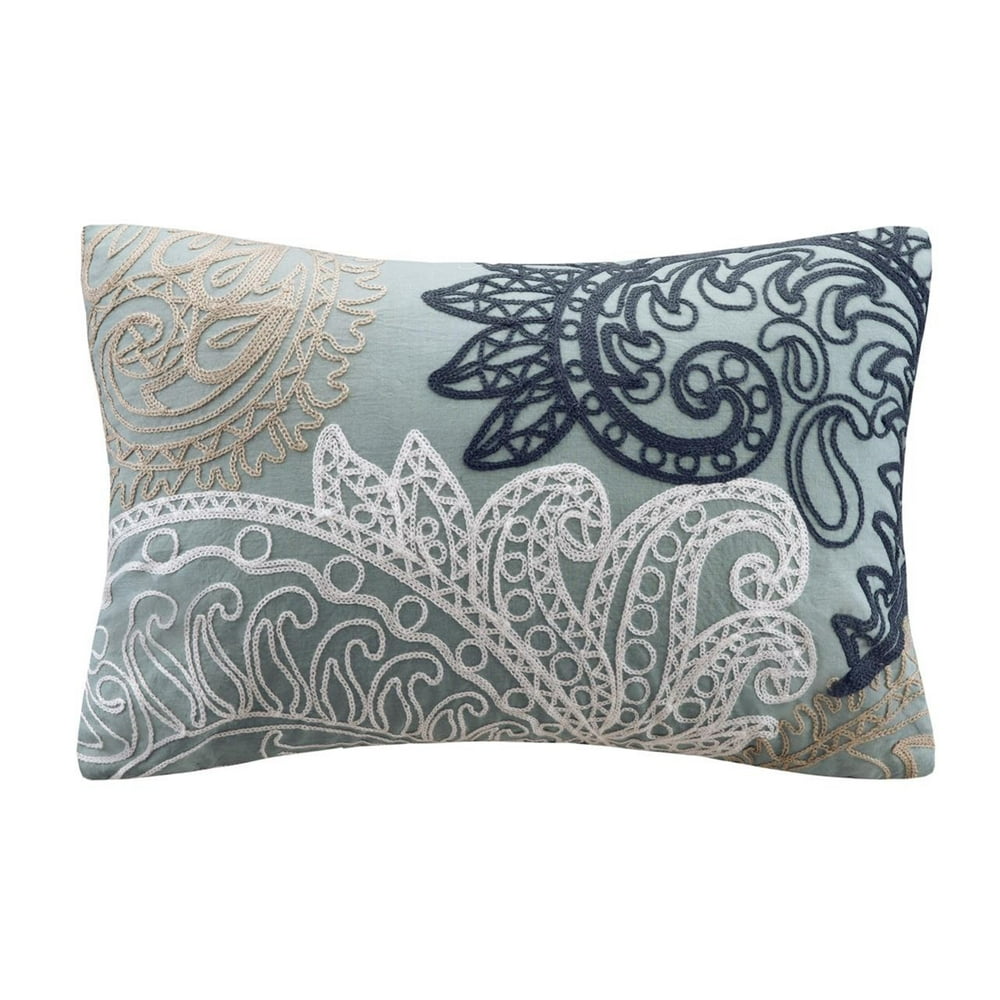ink+ivy kiran cotton fashion cotton throw pillow, casual embroidered oblong decorative pillow