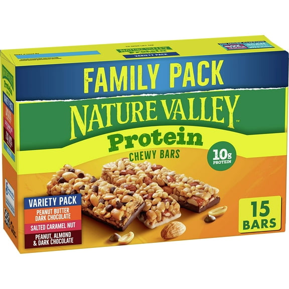 Nature Valley Protein Granola BDF6 Bars, Snack Variety Pack, Chewy Bars, 15 ct, 21.3 OZ