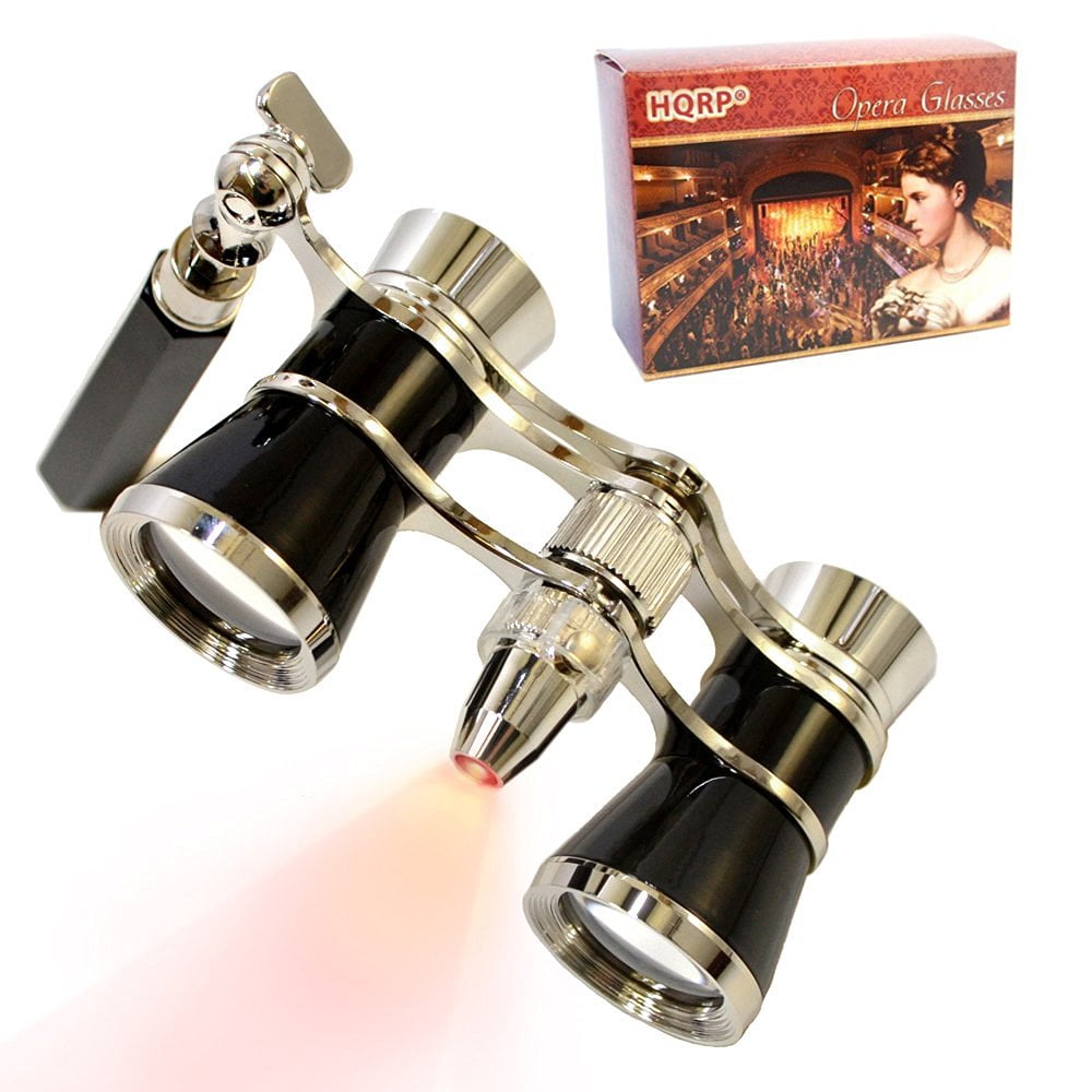 HQRP Opera Theater Binocular 3X25 Optics Glasses w/ Handle Compact Flashligh 