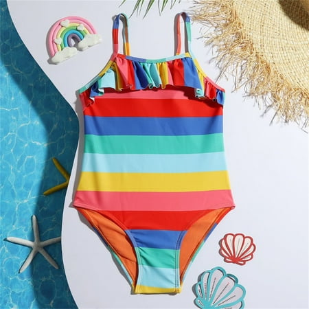

kpoplk Toddler Bathing Suit Girl Girls Swimsuit Thin Straps Beach Sport Swimsuit Kids Bathing Suits(A)