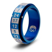 CritSuccess d24 Dice Ring with 24 sided Die Spinner (Size 6.5 - Stainless Steel - Blue)