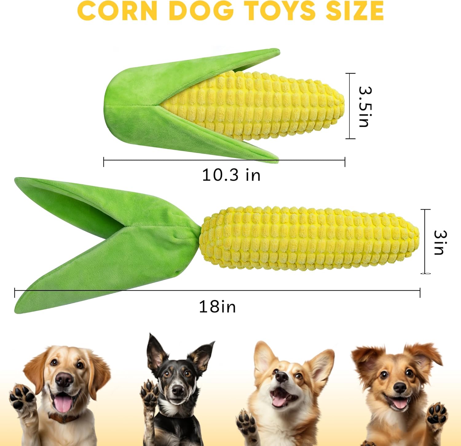 Tough Dog Toys for Not Aggressive Chewers, Durable Dog Chew Toys for Small Medium Large Dogs,Interactive Crinkle Squeaky Dog Toys to Keep Them Busy Corn Plush Puppy IQ Training Dogs Puzzle Toy