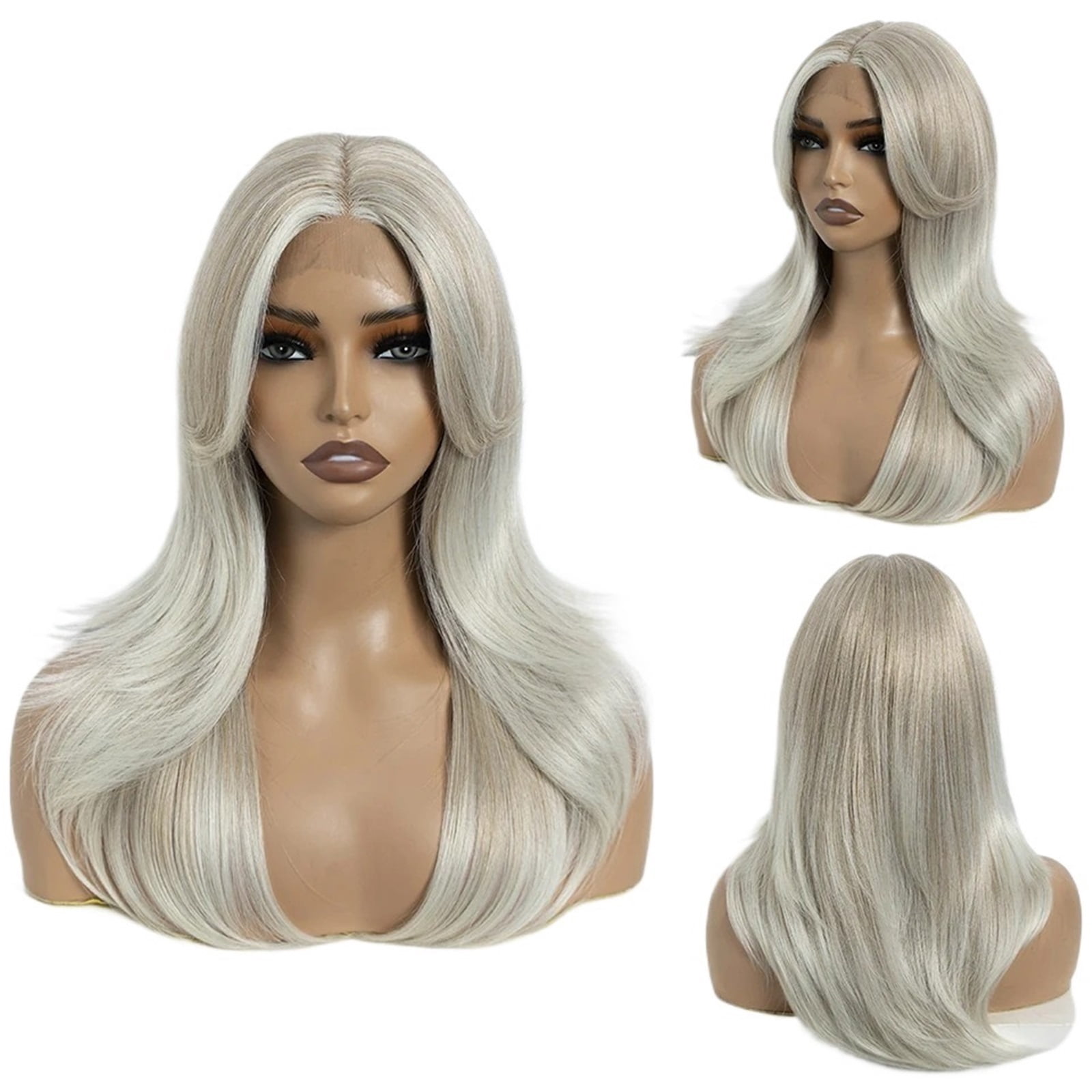 14 Inch Synthetic Lace Front Wigs Straight Bangs Ombre Blonde Wig for Women
