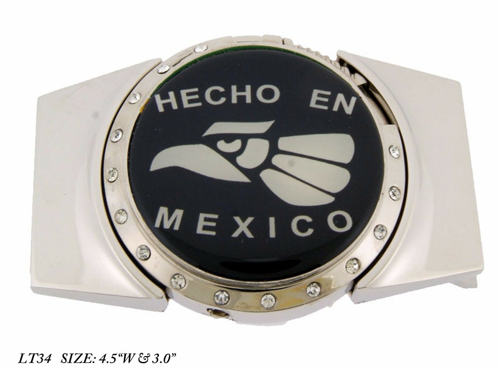 Removable Lighters Belt Buckle Hecho en Mexico Flag Black Silver Rodeo Western