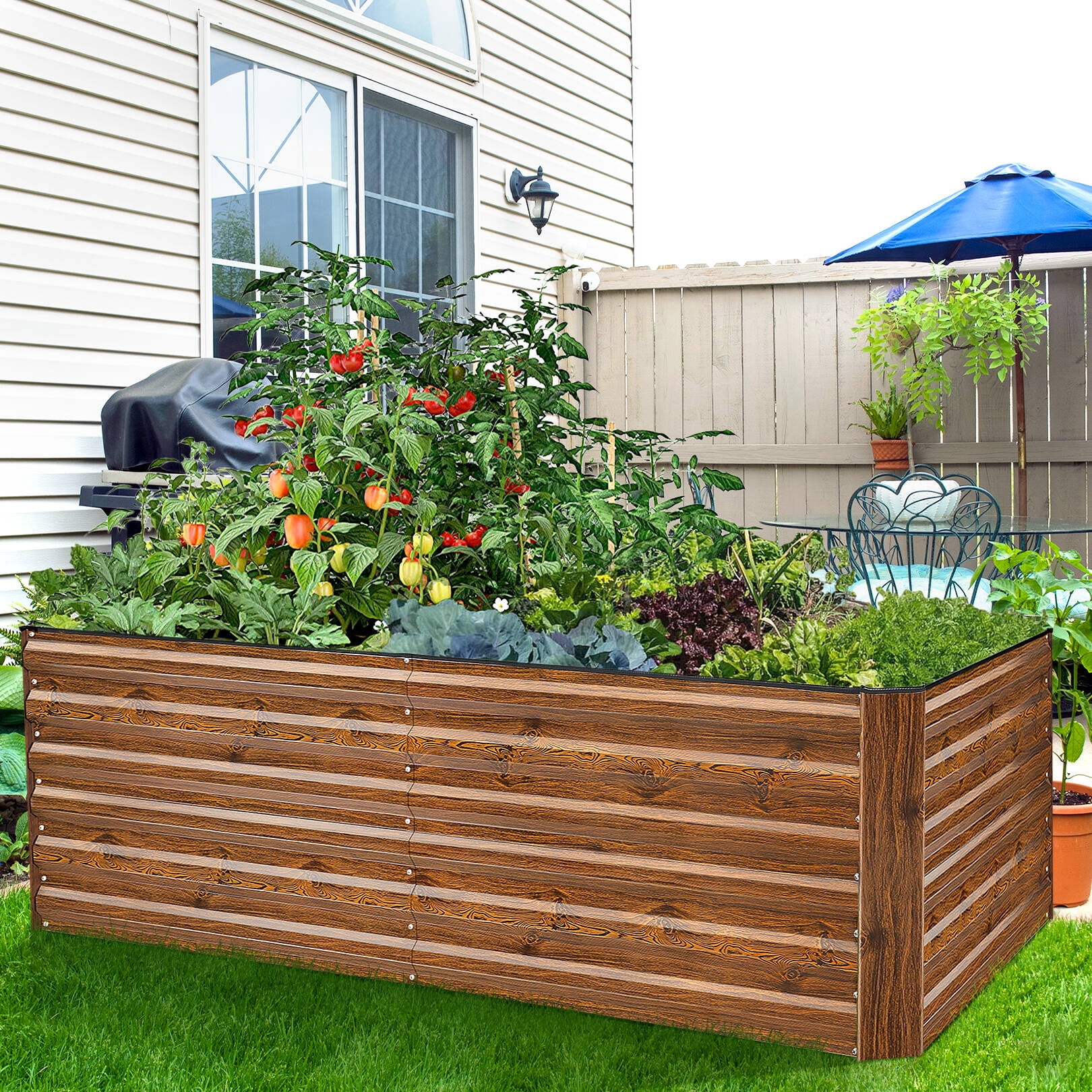 Funcid 6x3x2ft Galvanized Raised Garden Beds Large Metal Garden Beds Galvanized Steel Planter boxes Outdoor for Vegetables Flowers Herbs