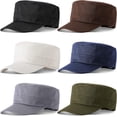 thumbnail image 1 of 6 piezas de gorra estilo militar, gorra de cadete, gorra básica del ejército, gorra vintage ajustable de sarga de algodón, gorras planas para hombres y mujeres, 1 of 6