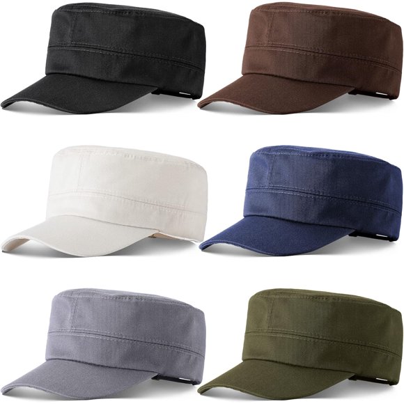 6 piezas de gorra estilo militar, gorra de cadete, gorra básica del ejército, gorra vintage ajustable de sarga de algodón, gorras planas para hombres y mujeres