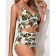 thumbnail image 2 of Women Two Piece Swimsuits High Waisted Ruffle Flounce Bikini V Neck Tummy Control Bathing Suit Green Leaves (M WD.WDQZL ropa, 2 of 6