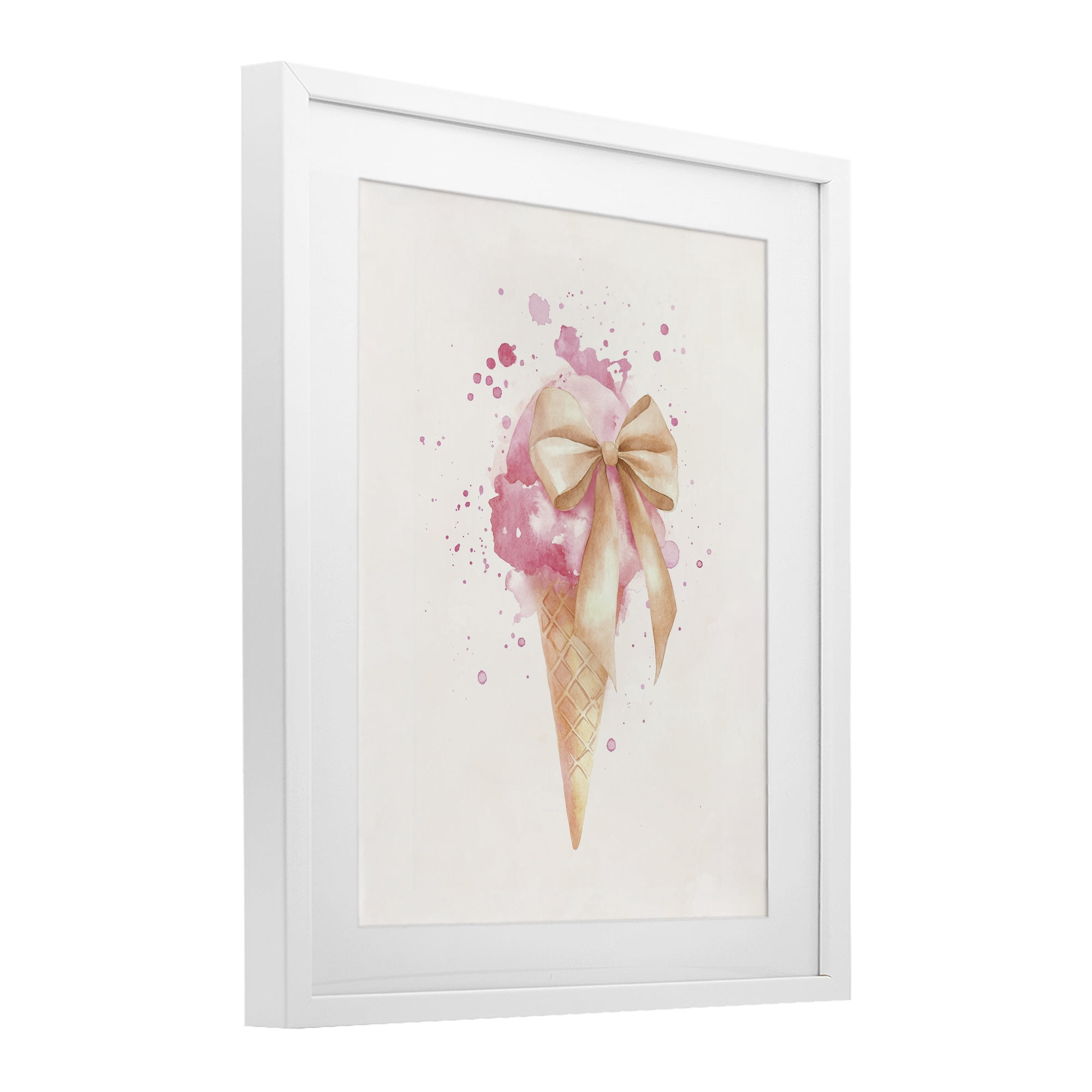 Stupell Industries Icy Charm Ice Cream Cone White Framed Print Under Glass, design by Svetlana Aleynikova